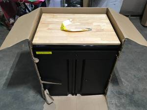 Husky  Heavy Duty Welded 20-Gauge Steel 1-Drawer 2-Door Garage Base Cabinet in Black (28 in. W x 32 in. H x 21.5 in. D) Customer returns Review all pictures