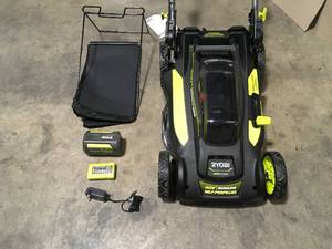 RYOBI  40V Brushless 20 in. Cordless Walk Behind Self-Propelled Lawn Mower with 6.0 Ah Battery & Charger Customer returns review all pictures