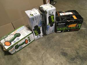 Mix lot of Lawn Items, Lawn mowers, Outdoor Tools, Customer returns Review all pictures