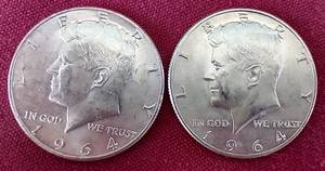 (2) 1964 90% Silver Kennedy Half Dollars