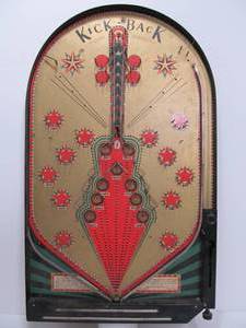 lot 9 image: Very Cool 1920s Tabletop KICK-BACK Pinball Game 