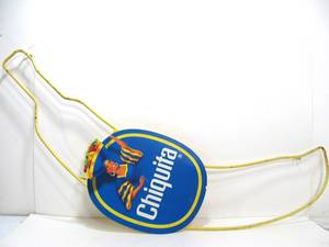 lot 27 image: Large Retro 80s CHIQUITA Banana Metal Store Display Sign