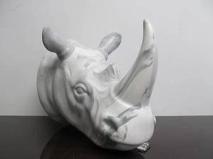 lot 33 image: Great Looking WhiteGray Ceramic Rhino Wall Sculpture