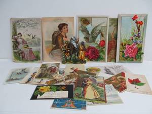 lot 60 image: Large Lot of Orig Antique Victorian Advertising Trade Cards #1