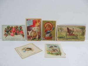 lot 61 image: Group of Orig Antique Farm Implement  Advertising Trade Cards