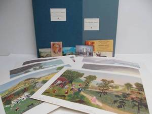 lot 67 image: LARGE Mint in Box GRANDMA MOSES 1960s Folk Art Print Folio Set