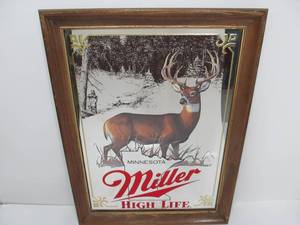 lot 72 image: Vintage MILLER HIGH LIFE Bar Mirror Beer Sign
