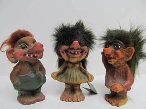 lot 92 image: 3 Vintage Nyform Norway Troll Figures