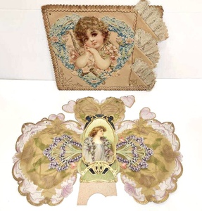 lot 157 image: 2 Exceptional LARGE Antique Victorian Valentines