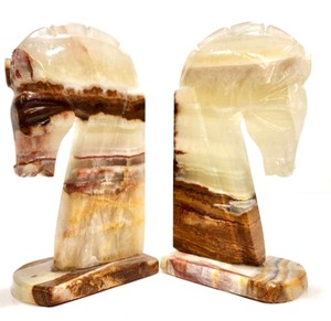 lot 174 image: 2 Set of Mid Century Onyx Horse Head Bookends