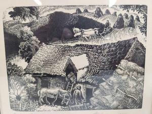 lot 212 image: Original 1940s Hand Signed Woodcut or Wood Engraving - Latvia