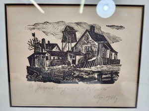 lot 213 image: Original 1940s Hand Signed Woodcut or Wood Engraving - Latvia