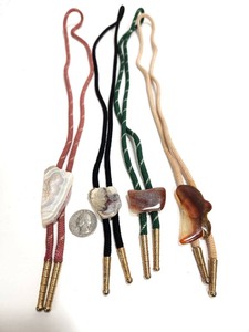 lot 201 image: Lot of 4 Polished AgateStone Southwestern Bolo Ties