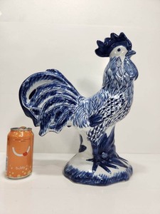 lot 191 image: LARGE Contemporary Blue & White Porcelain Rooster