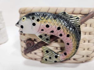 lot 192 image: 2 Vintage 1960s era Napco TroutFish Planters