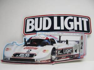 lot 112 image: Embossed Metal BUD LIGHT Race Car Beer Sign