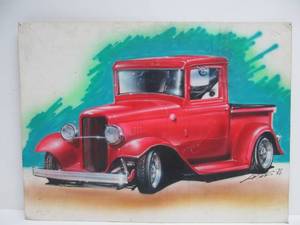 lot 113 image: Awesome Vintage Original 30s Ford Pickup Painting