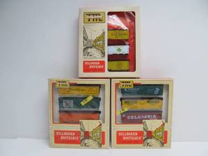 lot 133 image: 3 NOS Unopened Train Miniatures HO Scale Train Car Sets