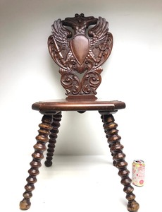 lot 2 image: Very Cool Antique Carved Chair wDouble Eagle Crest Backrest