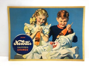 lot 3 image: Excellent Vintage NESBITTS California Orange Soda Advertising Sign