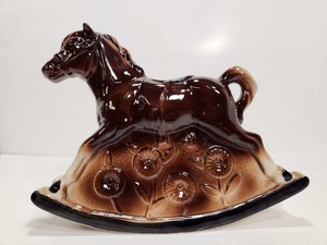 lot 224 image: Vintage Staffordshire Ceramic Rocking Horse Bank
