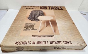 lot 244 image: New in Box Mid Century Round Wood Accent or Lamp Table
