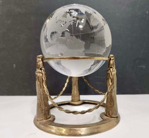 lot 272 image: Crystal Desk Globe on Ornate Base
