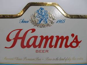 lot 290 image: NOS Vintage HAMMS Advertising Embossed Display Sign