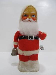 lot 292 image: 2 Vintage Wind-Up & Battery-Op Santa Claus Bell Ringing Christmas Toys