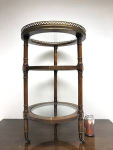 lot 298 image: Round Vintage 3-tiered Lamp or Plant Table