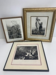 lot 314 image: Lot of Framed Antique Victorian Engravings & Artwork