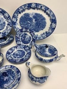 lot 335 image: Estate Lot of & AntiqueFlow Blue Woods Ware - Enoch Woods English Scenery