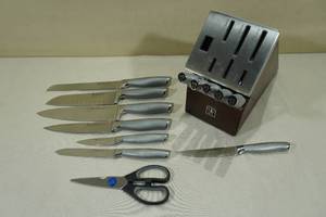 lot 6 image: J.A. Henckels Modernist 14-Pc. Self-Sharpening Knife Block Set