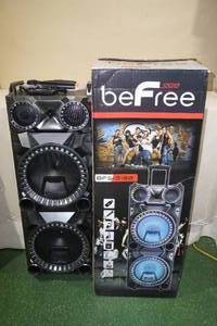 lot 20 image: beFree Sound Bluetooth 12 Double Subwoofer Portable Party Speaker with Wireless Microphone