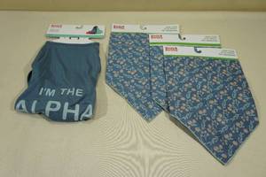 lot 41 image: 3 Boots & Barkley Pet Bandanas with Medium Tank Top