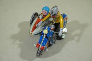 lot 111 image: Vintage Tin Wind Up Motorcycle with Sidecar