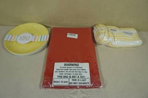 lot 153 image: Set of 4 Melamine Plates with Placemats and Cloth Napkins