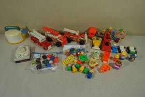 lot 164 image: Large Assorment Vintage Fisher Price Childrens Toys - Little People, Fire Trucks