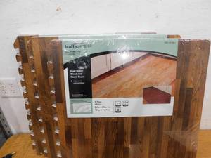 TrafficMaster  BrownTravertine Wood 24 in. x 24 in. x 0.47 in. Rubber All Purpose Floor Tiles (4 TilesPack) (48 sq. ft.)