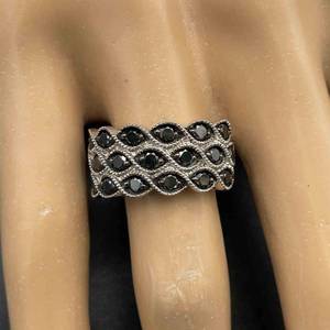 Fancy Black Diamond Milgrain Cluster Wave Bubble Ring $1250 Retail
