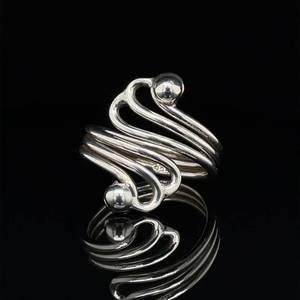 Open Artistic Oceanic Wave Coiled Ring