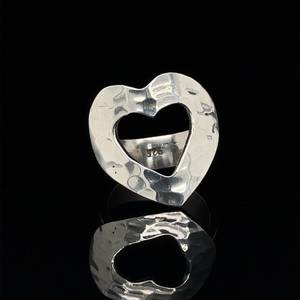 Glam Hammered Finish Open Heart Halo Statement Ring