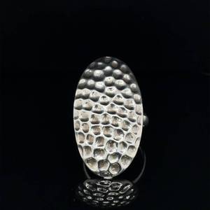 Large, Modern Hammered Oval Ring