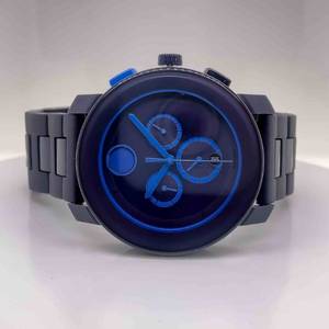 Movado Bold TR90 Black Dial Watch, Blue Hands 42mm w Original Box & Pamphlet The Ultimate Modern Accessory