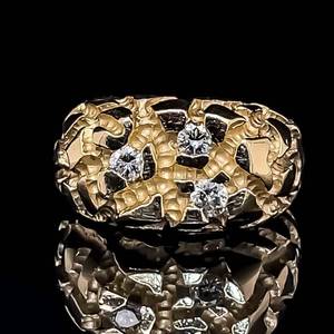 Mens 12 Carat Diamond Nugget Ring in 14k Yellow Gold $2,950 Retail VIDEO