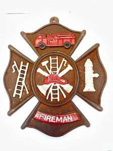 Cast Iron Fireman Plaque  Sign 9 Inches