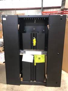 lot 5 image: Husky  3-Piece Regular Duty Welded Steel Garage Storage System in Black (54 in. W x 75 in. H x 19 in. D) Customer returns review all pictures