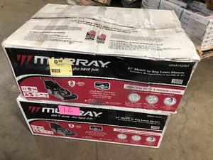 lot 12 image: Lot of 2 Murray  21 in. 140 cc Briggs and Stratton Walk Behind Gas Push Lawn Mower with Height Adjustment and with Mulch Bag