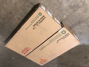 lot 8 image: Lot of 2 Boxes of International Concepts  Roma 24 in. Weathered Taupe Gray Bar Stool Open Box See Pics