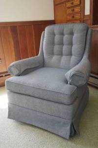 blue upholstered swivel rocker